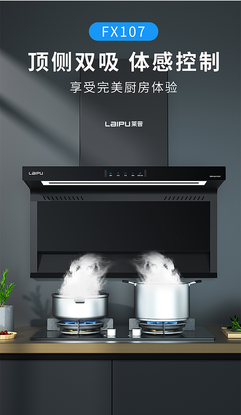 宅男在线免费网站新款煙機FX107 | 頂側雙吸，體感控製！